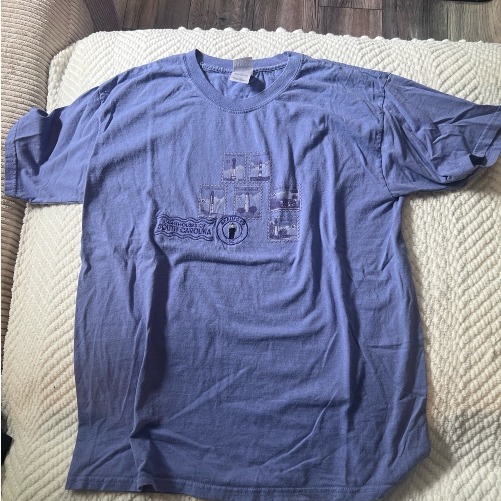 Purple Short Sleeve Tee with Graphic Design